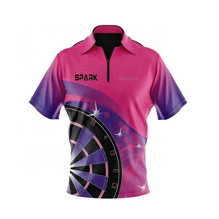 Custom Wholesale Quick Dry Sublimation Darts Club Polo T shirt Design Your Own Fashion Darts Shirt