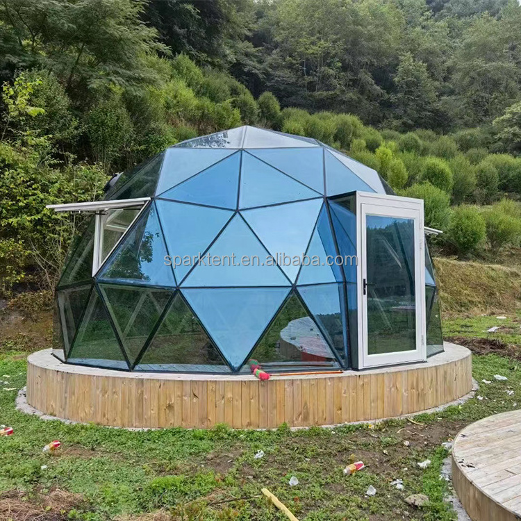 Luxury Aluminum Framework Geodesic Glass Dome House Tent with Glass Windows