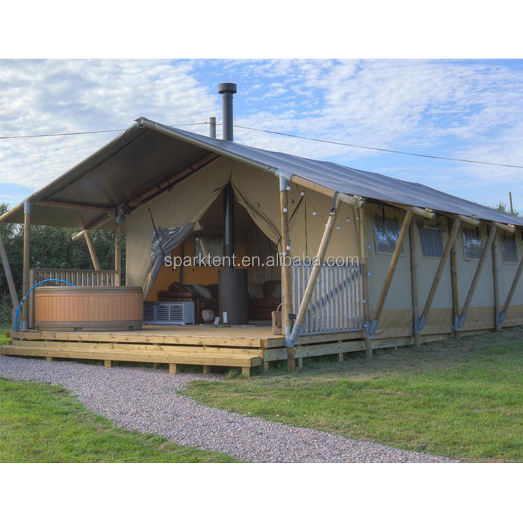 African Canvas Luxury  Glamping Safari House Tent With Insulation Lining