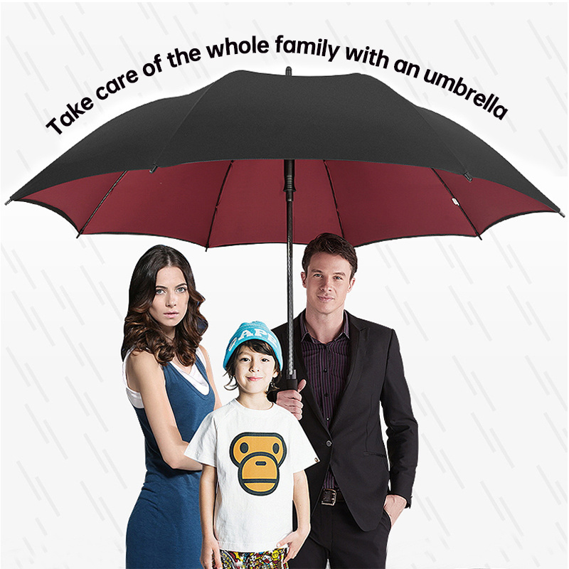 High Quality 30 inch Extra long Oversize Double Canopy Windproof Waterproof Auto Open Golf Umbrella for Family Size