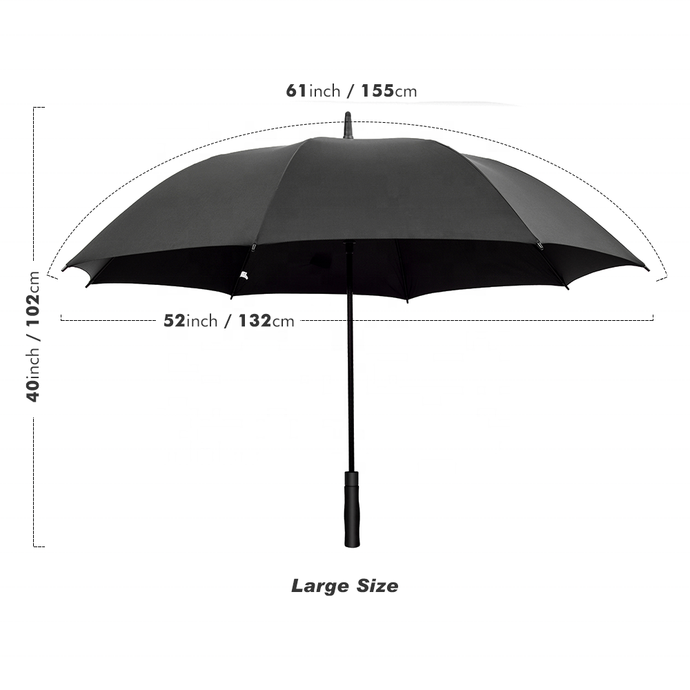 Custom 30inch high quality auto open large big size strong windproof storm straight golf umbrella with logo printing