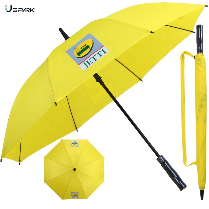 Custom 30inch high quality auto open large big size strong windproof storm straight golf umbrella with logo printing