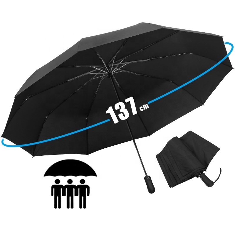 3 Fold Auto Open 62 Inch Automatic Extra Large Big Custom Folding Size Windproof Travel Foldable Golf Umbrella