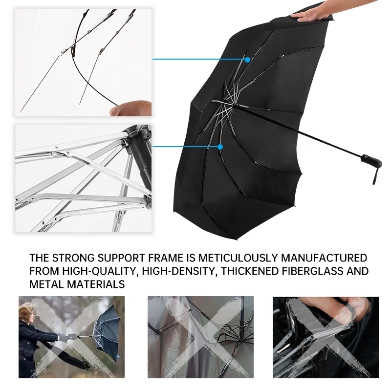 3 Fold Auto Open 62 Inch Automatic Extra Large Big Custom Folding Size Windproof Travel Foldable Golf Umbrella