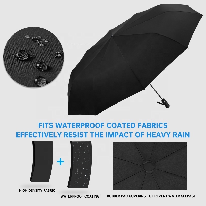 3 Fold Auto Open 62 Inch Automatic Extra Large Big Custom Folding Size Windproof Travel Foldable Golf Umbrella