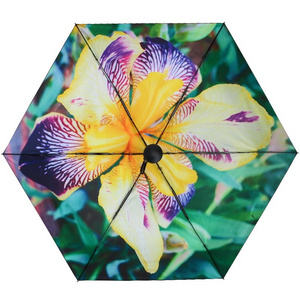 Digital printing sunscreen flower 5 folding uv protection fold sun umbrella