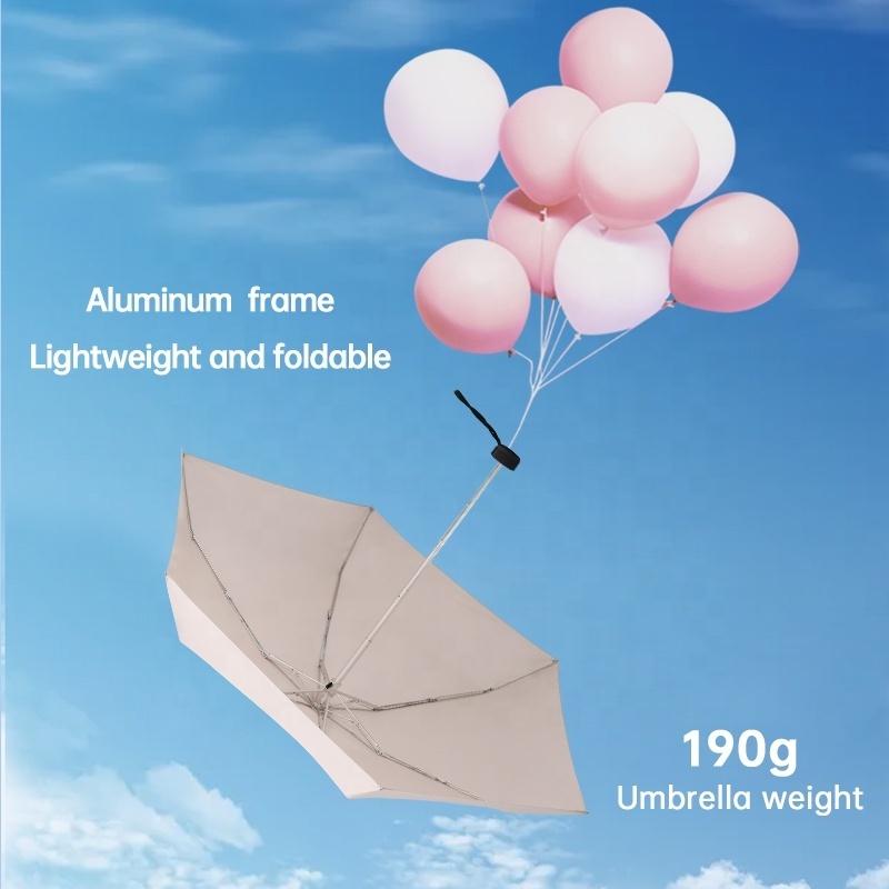 small mini ultralight light weight travel compact fold umbrella 5 folding