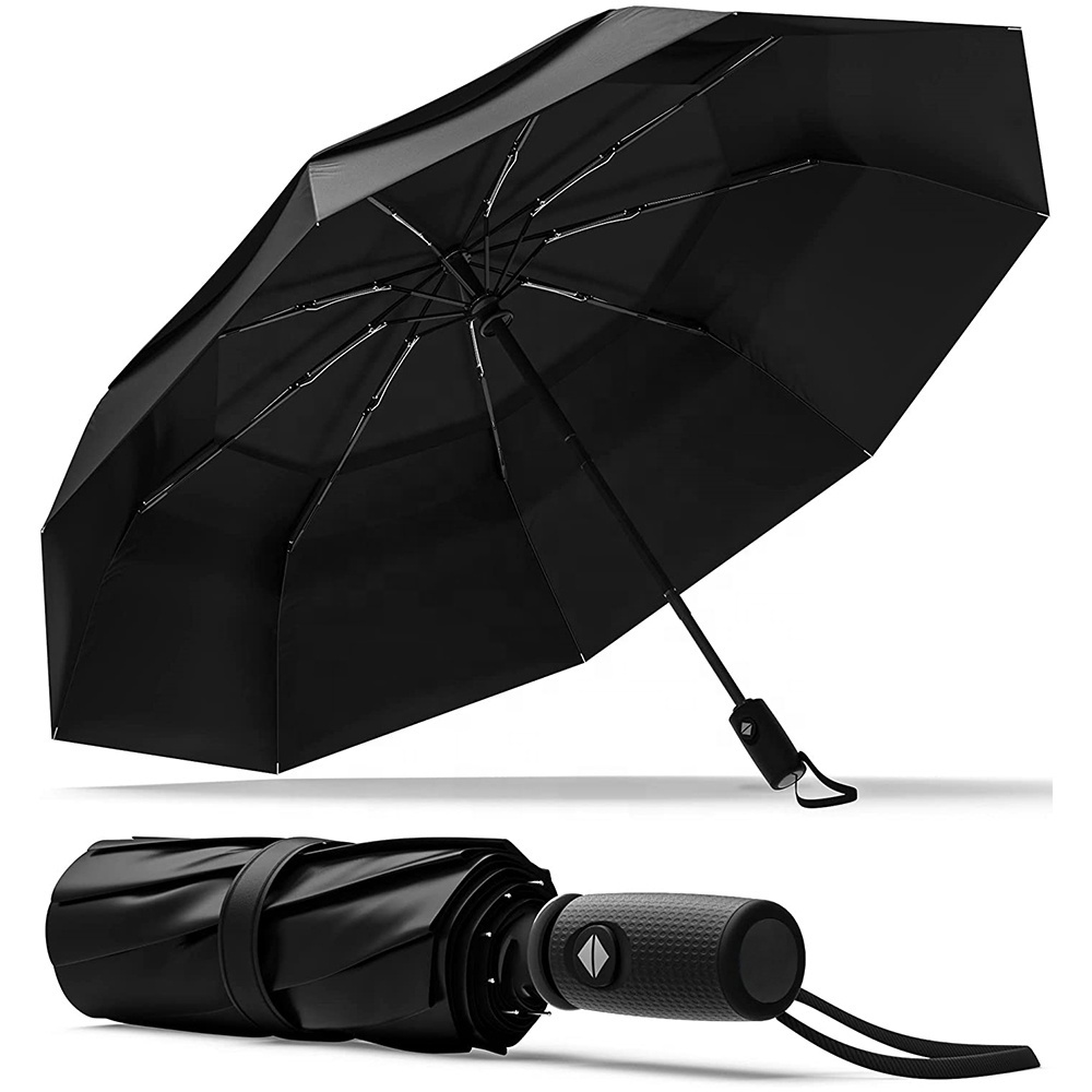 Windproof Travel Compact Automatic Folding Umbrella Vented Double Canopy Auto Open Close 10 ribs Umbrella