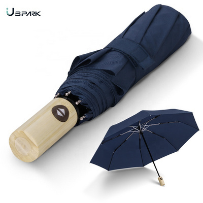 21inch lightweight bamboo handle folding automatic umbrellas windproof travel compact umbrella