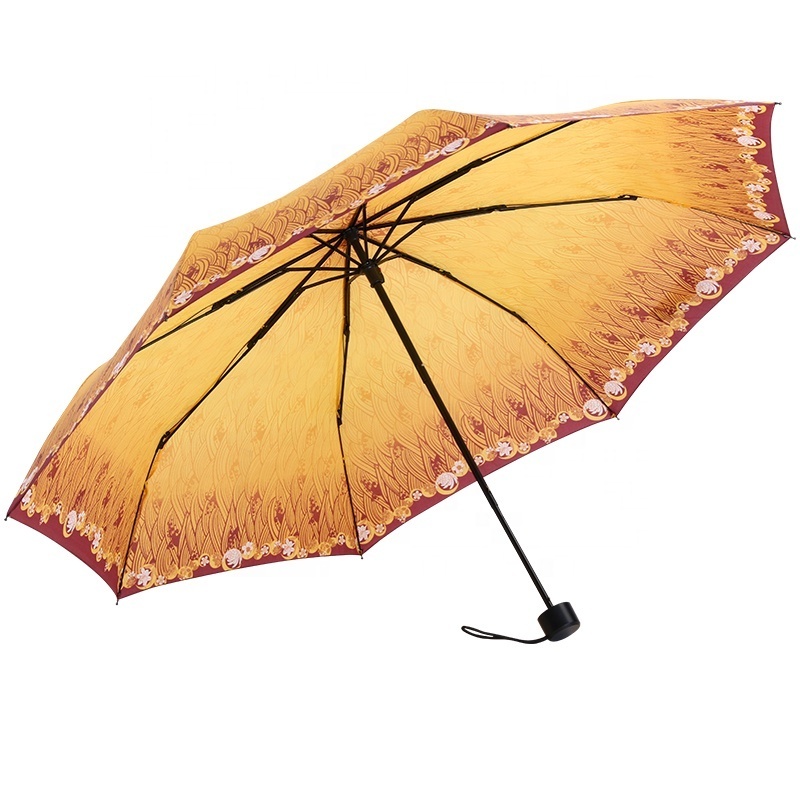 Digital sublimation printing Manual Open Small Portable Compact Travel  Folding Umbrella for women