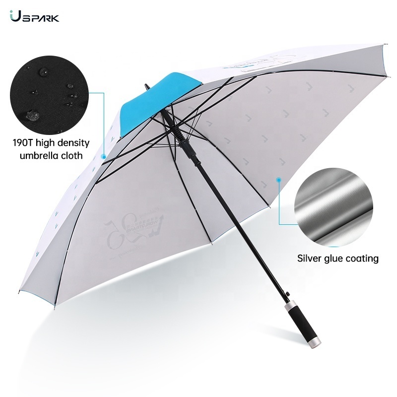 23inch 8ribs square shape sliver coating straight rain umbrella for promotion