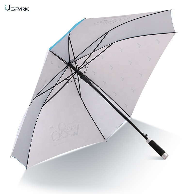 23inch 8ribs square shape sliver coating straight rain umbrella for promotion