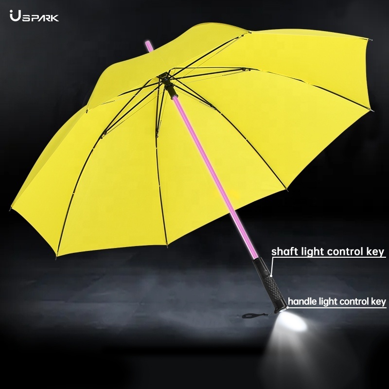 23inch Shaft Flash Straight Multi Color Light LED Umbrella For children kids holiday