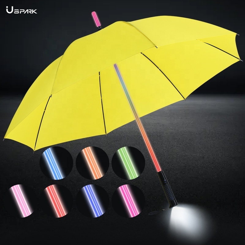 23inch Shaft Flash Straight Multi Color Light LED Umbrella For children kids holiday