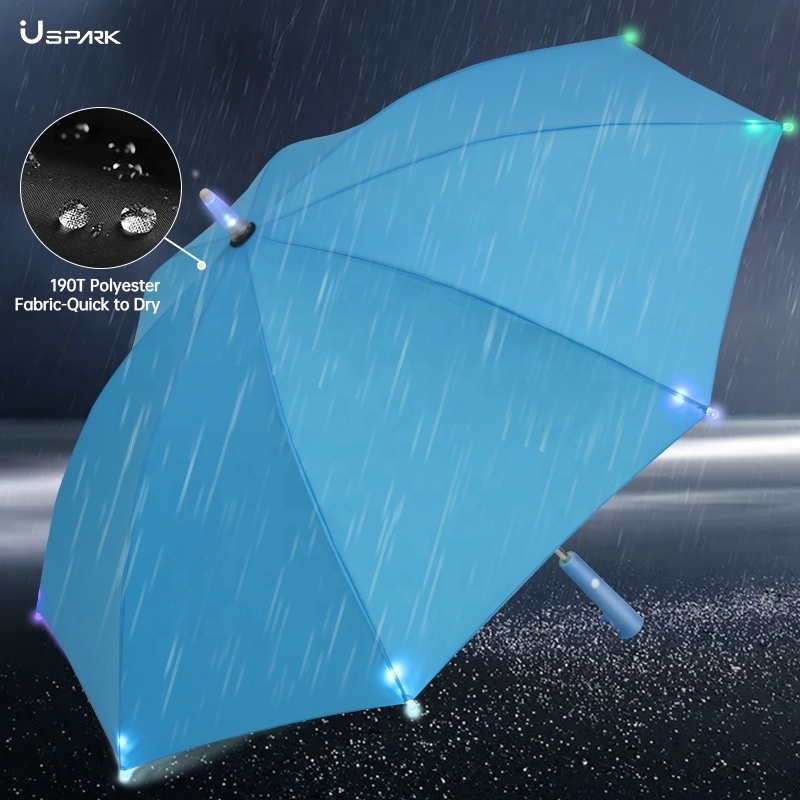 23ich manual kids multi color LED light umbrella with LED flashlight