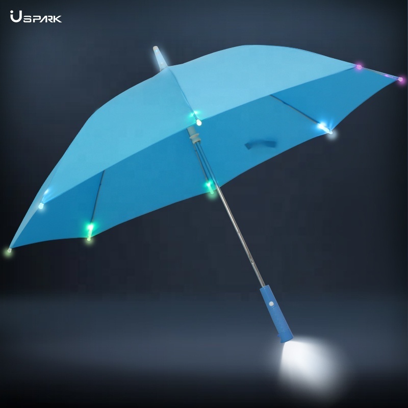 23ich manual kids multi color LED light umbrella with LED flashlight