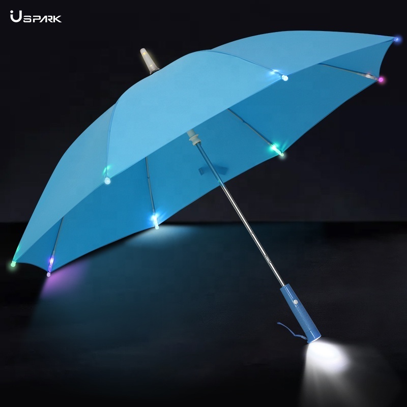 23ich manual kids multi color LED light umbrella with LED flashlight