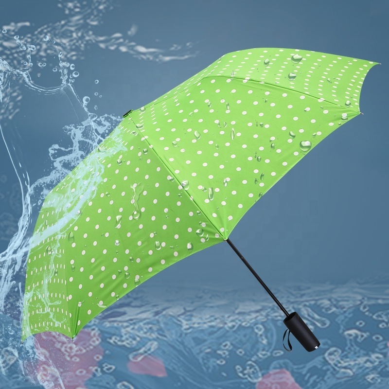 Fashion Polka dot stripes 23 inch double layer print two folding semi automatic 2 fold umbrella