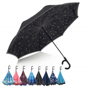 27inch Large Double Layer Outdoor Waterproof Windproof Upside Down Reversible Inverted Reverse Umbrella