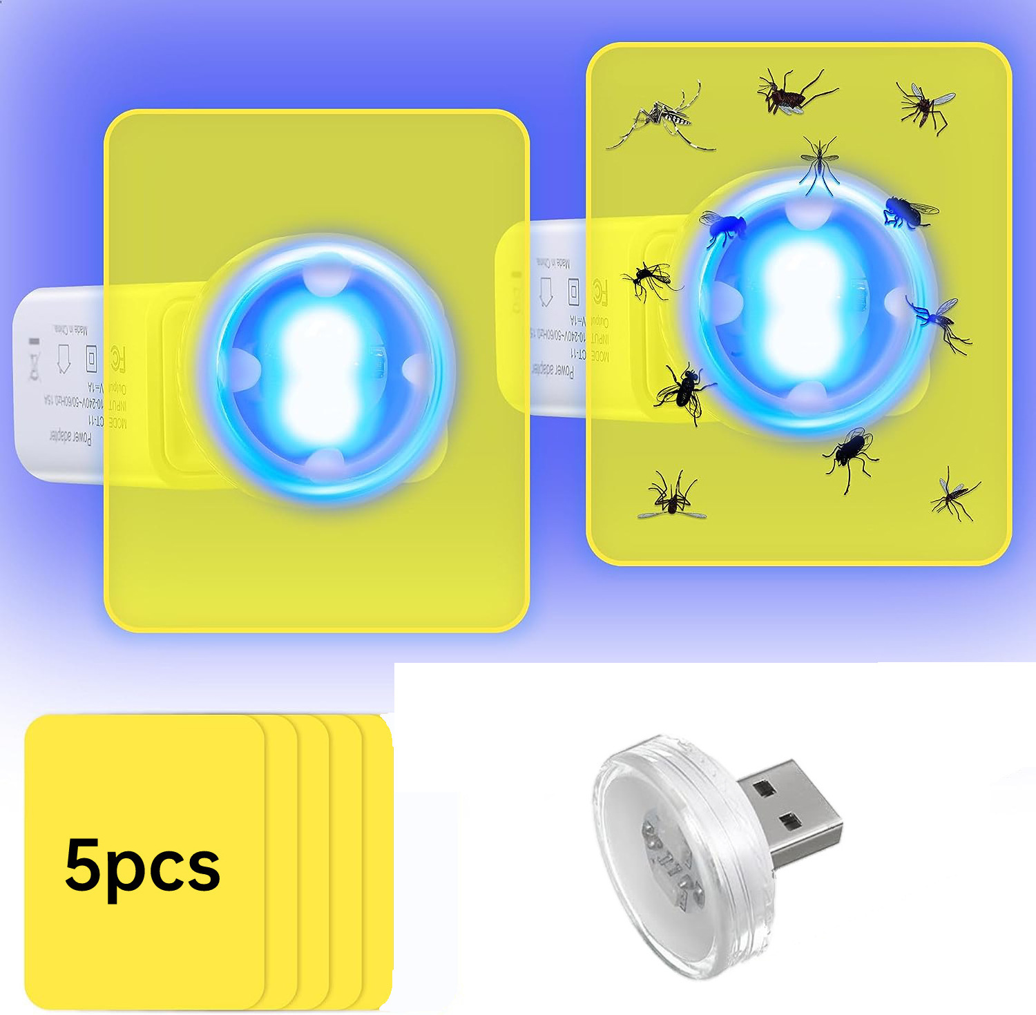 USB LED Mosquito Killer Lamp Insect Light Flying Insect Killers Yellow Sticky Fruit Fly Sticky Traps Killing