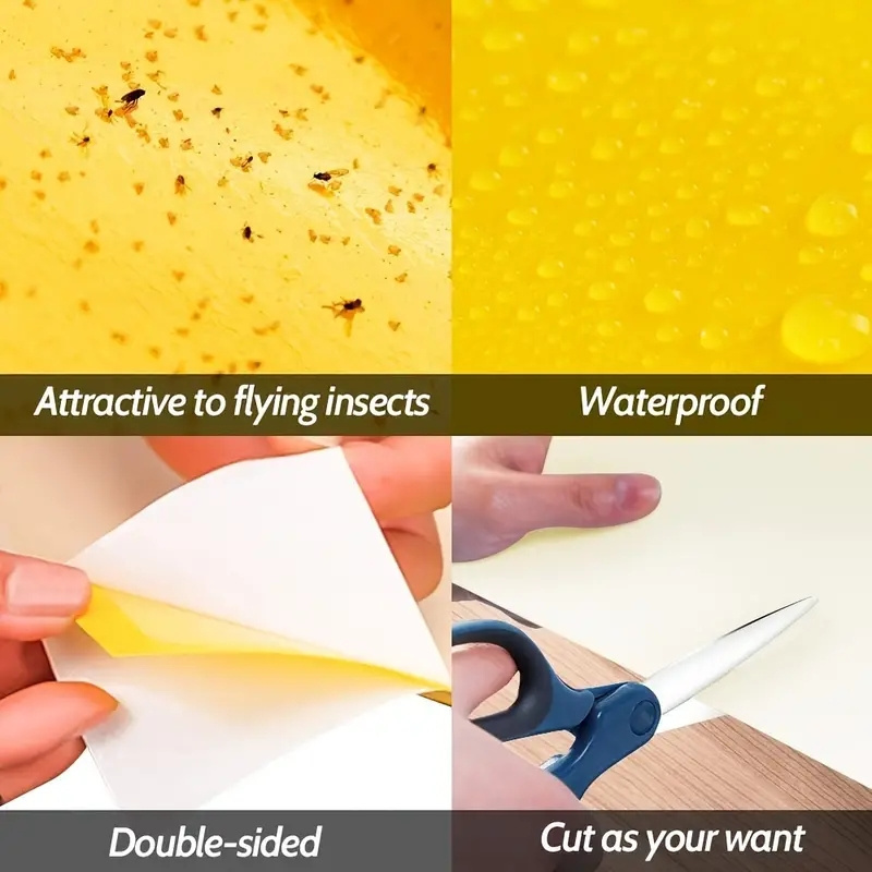 Yellow Sticky Trap Disposable Glue Trappers Natural Fruit Fly Trap Yellow Sticky Bug Traps for Indoor/Outdoor Use