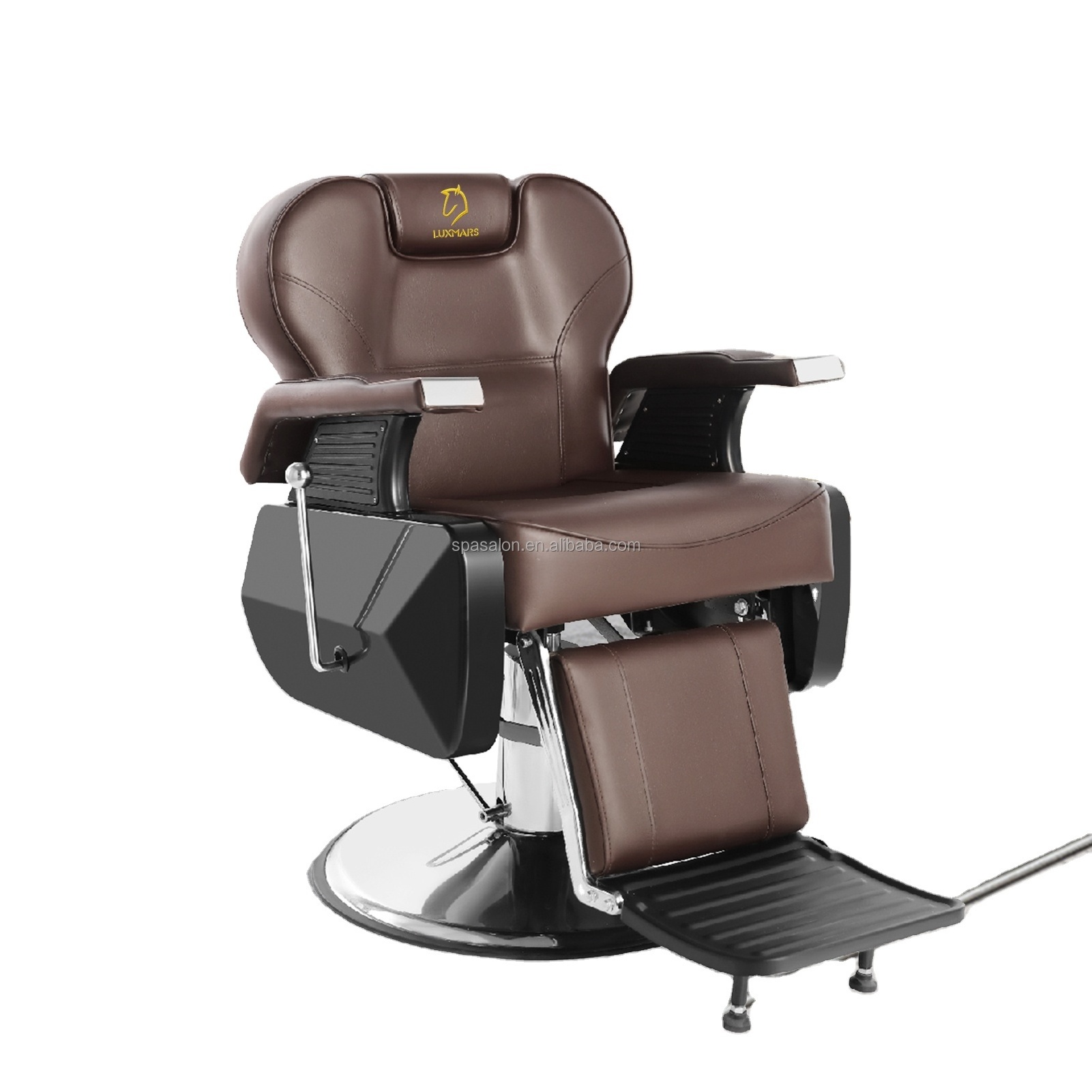 Salon Barber Chair Heavy Duty All Purpose Hairdressing Chair with Stainless Steel Armrest Adjustable Height and Reclining