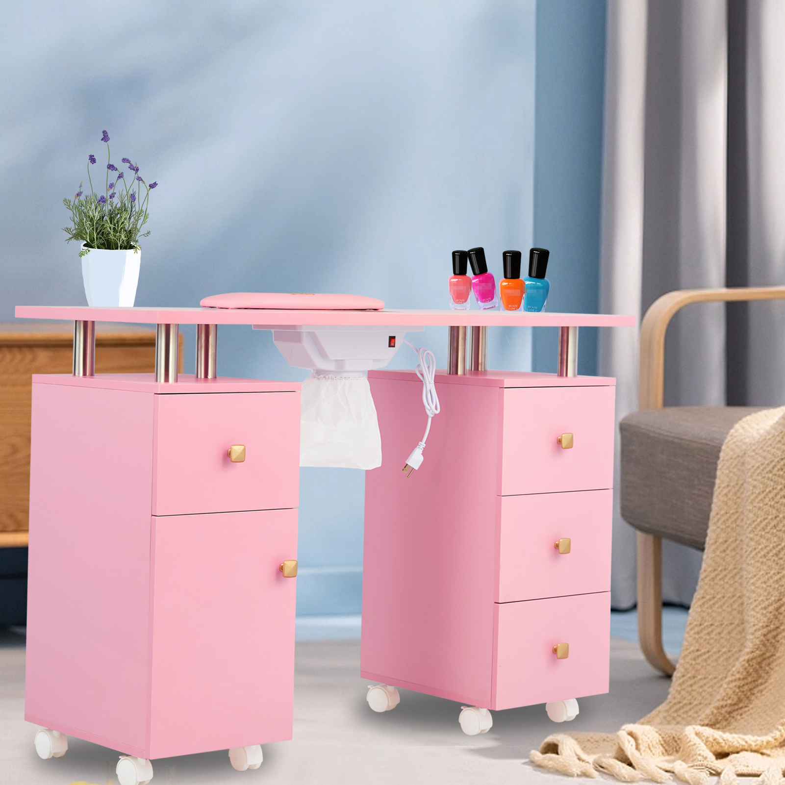 Nail Desk Manicure Table for Nail Tech for Home Spa Beauty Salon