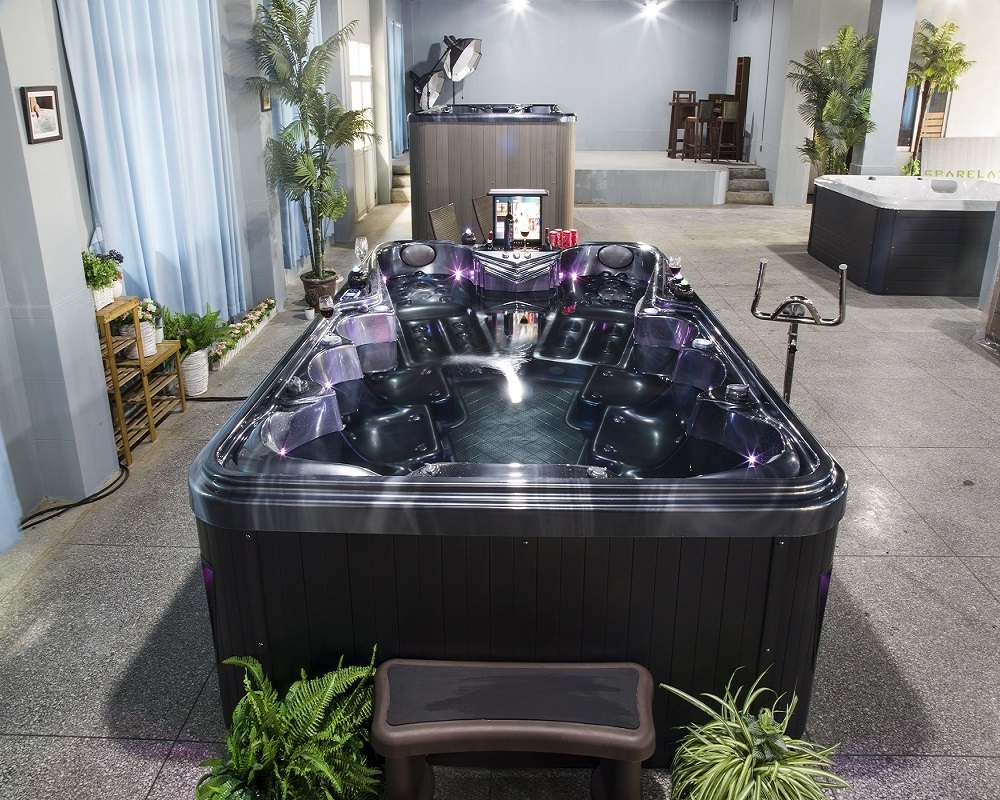 Outdoor Black Luxury 10 to 12 persons hot tub prices in hot tub glass house