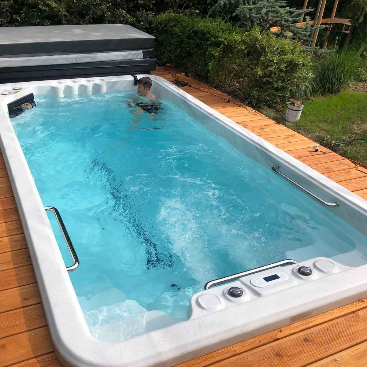 4M Underground Outdoor Acrylic Endless Swim Spa Pool Whirlpools with Massage Water Jet and Air Pump Features