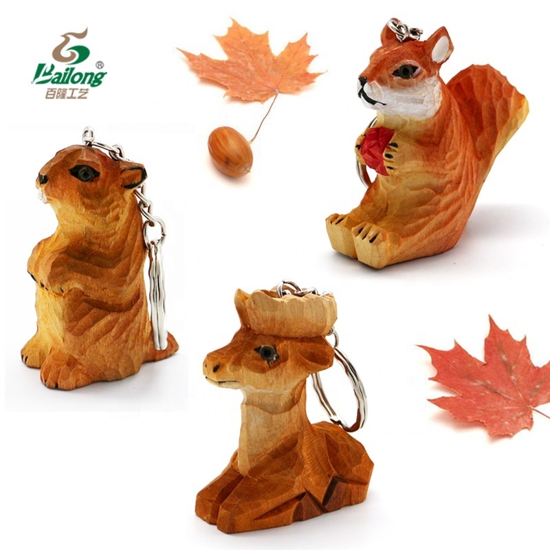 Handmade custom gift and souvenir handmade carving wood animal keychain