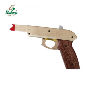 CNC made rubber band shooting wooden toy hand gun