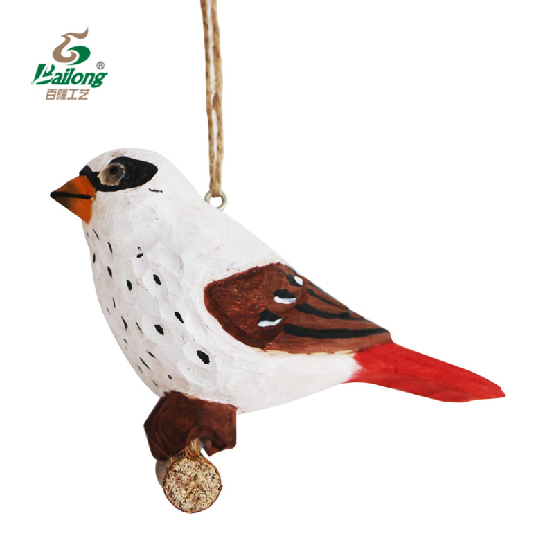 Professional factory wooden arts crafts home decor cute handmade wood carving bird