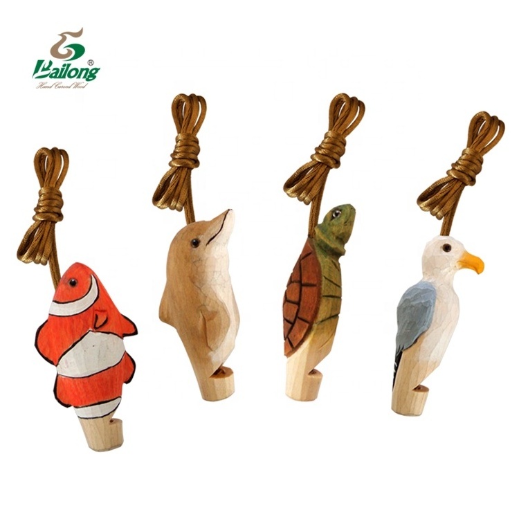 Souvenir gift  animal shape custom design kids wooden craft toy whistle