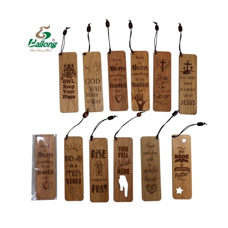 Ready to ship custom logo back to school laser wood engraving gift promotional wood bookmark