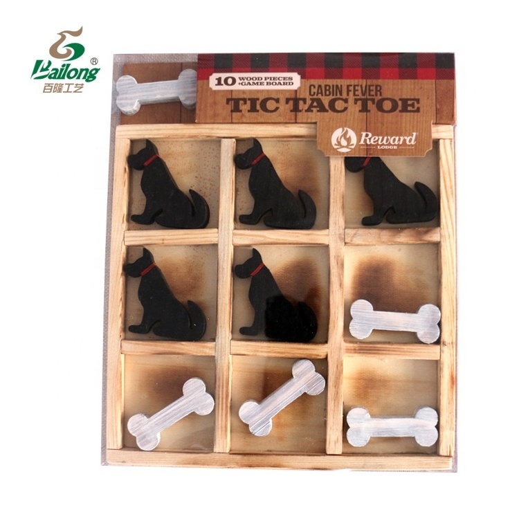 Handmade custom design rustic style decor indoor wood board travel tic tac toe game