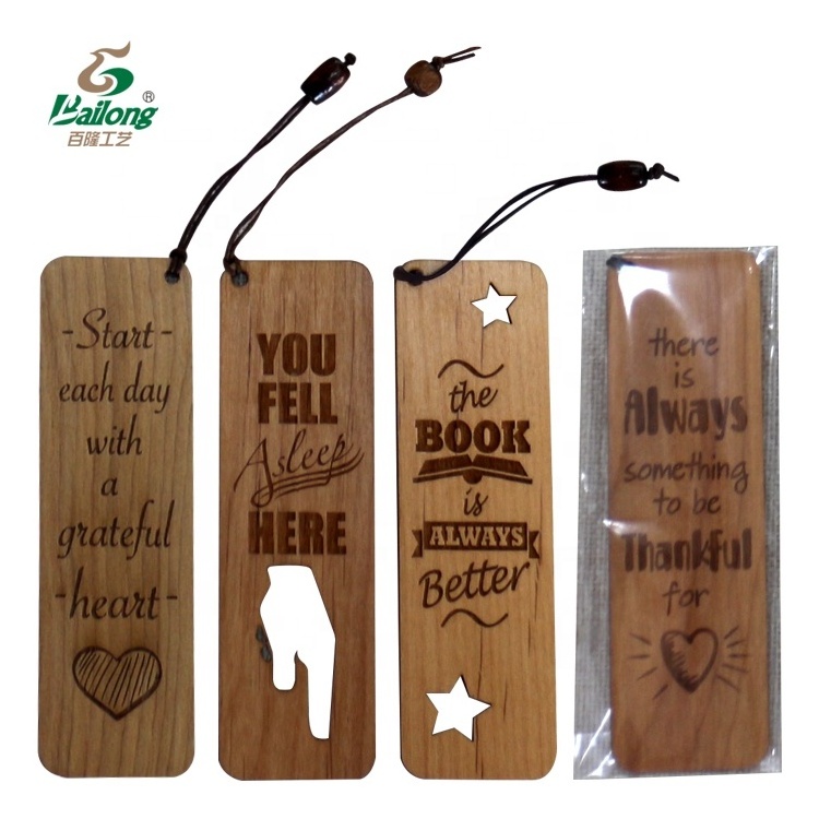 Ready to ship custom logo back to school laser wood engraving gift promotional wood bookmark