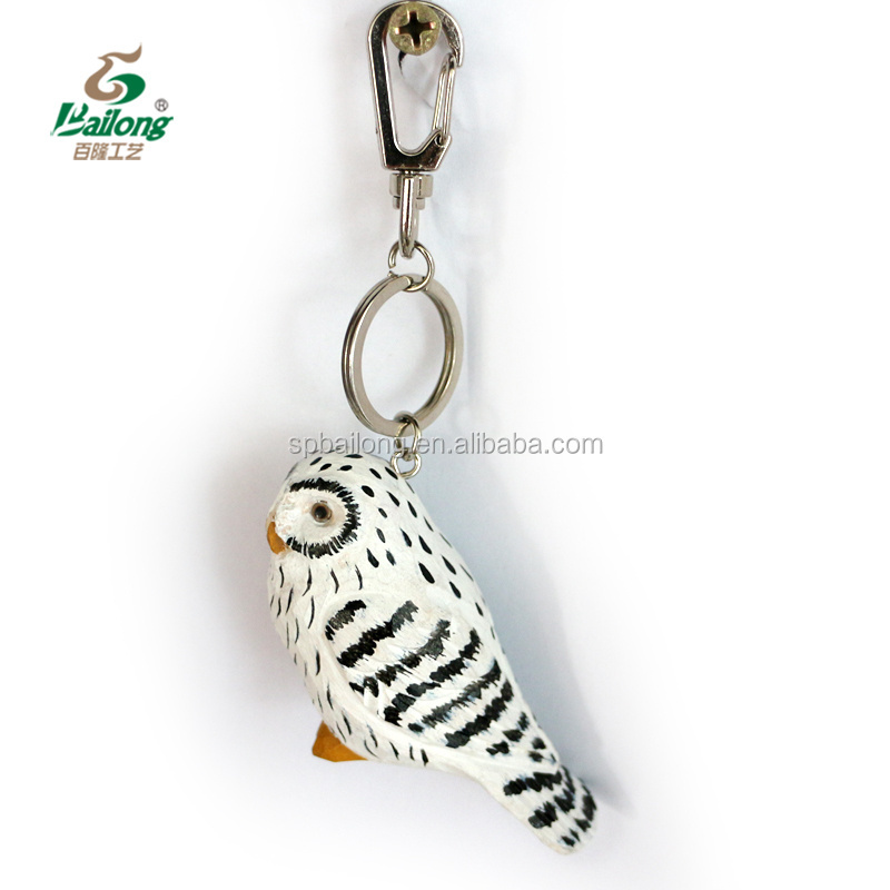 Handmade wood carving crafts gifts and promotion wood owl animal keychain key holder