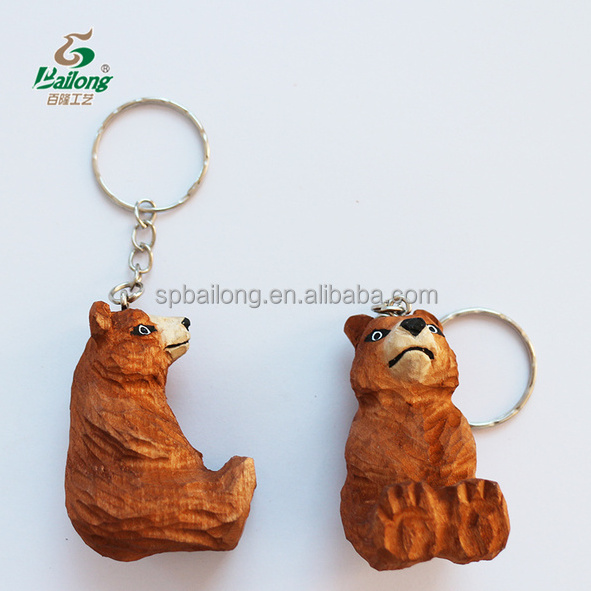 Handmade custom gift and souvenir handmade carving wood animal keychain