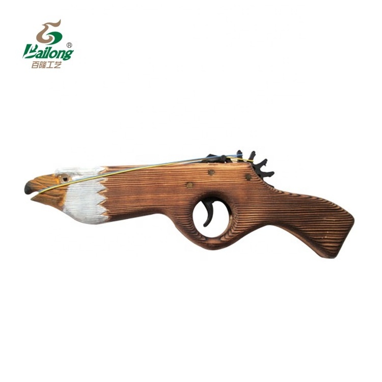 CE standard rubber bands shooting hand carved animal shape kids toy wooden gun