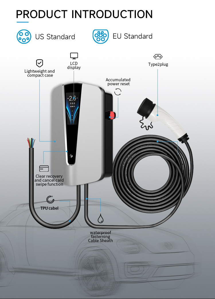 Electric Home Car EV Charger 22kW EV Wallbox 32A Wifi Mobile APP Electric Vehicle Charging Station for EV Charger Station Supply