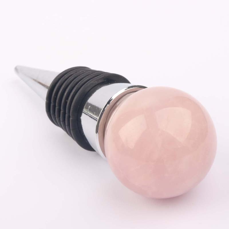 customized  natural rose quartz gem crystal bottle stopper gemstone wine stopper for home decoration