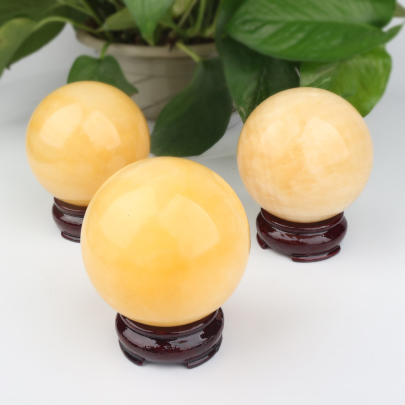 Yellow jade crystal ball sphere natural orange calcite balls spheres healing crystal bulk