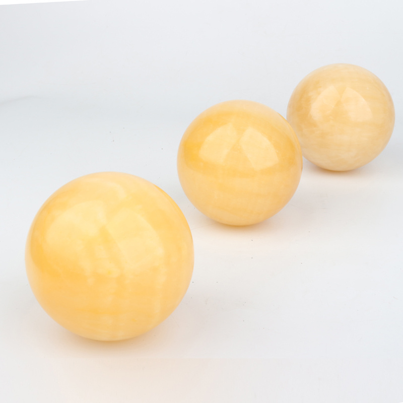 Yellow jade crystal ball sphere natural orange calcite balls spheres healing crystal bulk