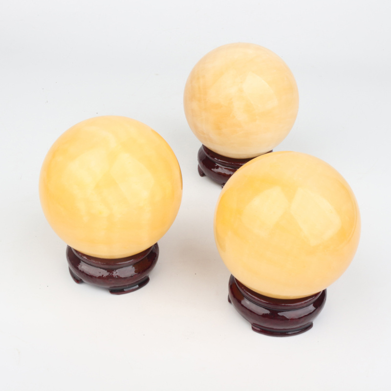 Yellow jade crystal ball sphere natural orange calcite balls spheres healing crystal bulk