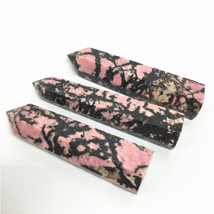 Wholesale Natural Crystal Stones for Healing Rhodonite Stone Crystal Point Wand Quartz Tower