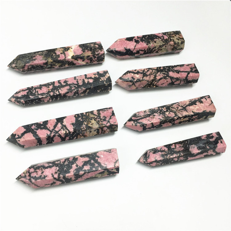 Wholesale Natural Crystal Stones for Healing Rhodonite Stone Crystal Point Wand Quartz Tower