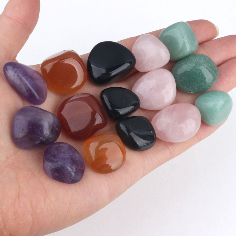 Wholesale high quality gemstone rose quartz amethyst  tumbled stone 100 g each bag of crystal tumbles