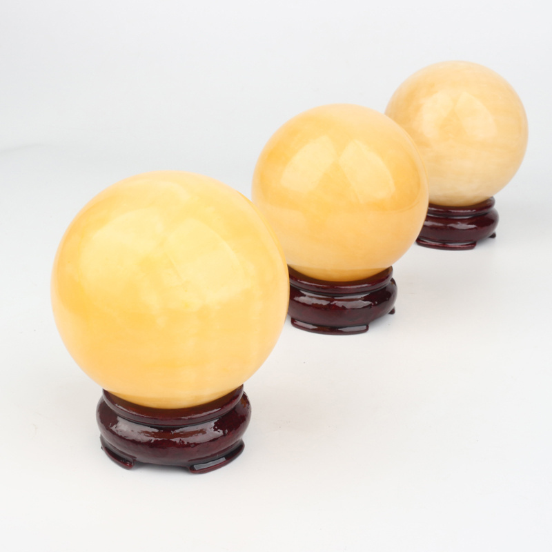 Yellow jade crystal ball sphere natural orange calcite balls spheres healing crystal bulk