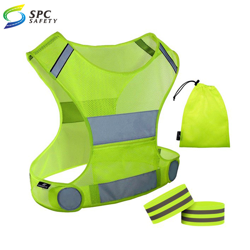 Security Outdoor Reflective Safety Vest High Visibility Adjustable Night Running Vest