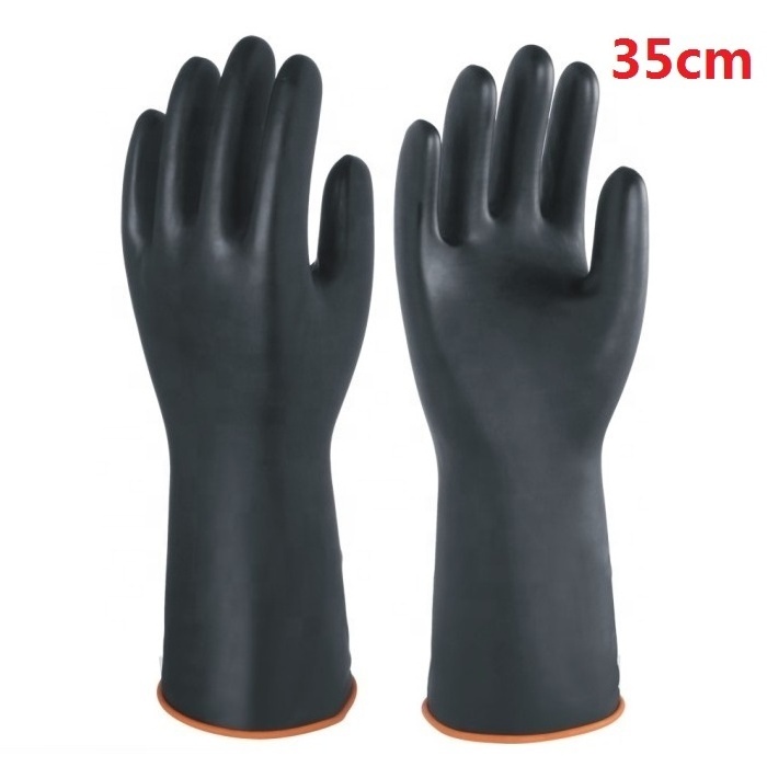 Smooth Surface Inside Heavy duty 55 cm long industry Rubber work Acid alkali oil resistance Heavy duty natural latex Gloves